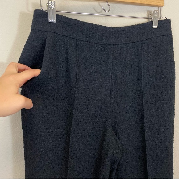 NWT Milly Black Bouclé Flared Cropped‎ Ankle Dress Pants Size 8 - Picture 8 of 12